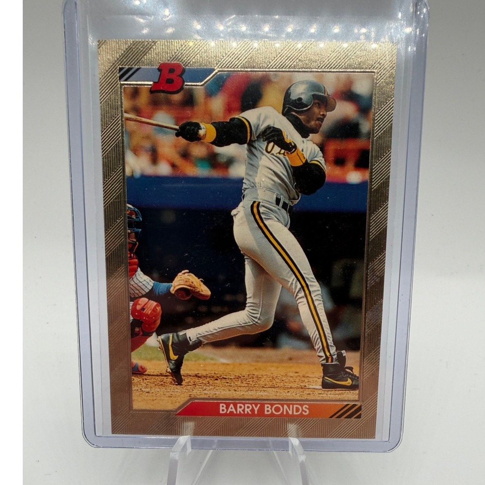 1992 Bowman Barry Bond 590 Pittsburgh Pirates Gold Foil Baseball Card USA Alumni